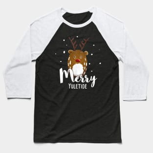 Merry Yuletide Christmas With Reindeer Rudolph Baseball T-Shirt